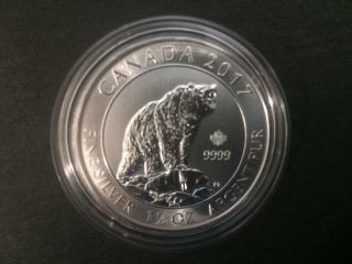 2017 Canada $8 1.  5oz 1 1/2oz Canadian Grizzly Bear Fine Silver Bullion Coin