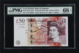 2010 Great Britain Bank Of England 50 Pound Pick 393a Pmg 68 Epq Gem Unc