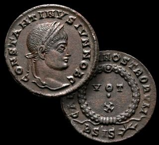 Constantine Ll.  Roman Emperor 337 - 340 Ad Bronze Coin,  Siscia Wreath