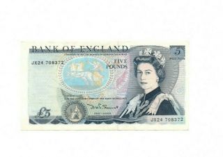 Bank Of England 5 Pound 1980 - 1987 Vf