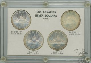 1965 Canadian Silver Dollars 4 - Coin Set (asw 2.  39 Oz)
