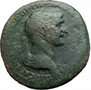 Hadrian 120ad Rome Big Authentic Ancient Roman Coin Pax Peace I79331
