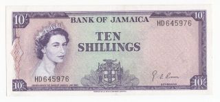 Jamaica 10 Shillings 1964 In Unc,  P - 51be