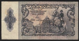 1950 10 Schilling Austria Vintage Old Paper Money Banknote Currency P 128 Vf