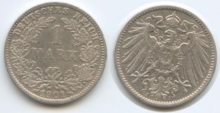 G4767 - Germany Empire 1 Mark 1901 J Km 14 Silver Wilhelm Ii.  Deutsches Reich