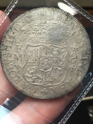 1771 MO SPANISH SILVER 8 REALES PILLAR COIN COLONIAL ERA Counter Stamp 2