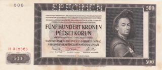 500 Korun Aunc Banknote From Bohemia - Moravia 1940 Nazi Occupation Issue Pick - 12s