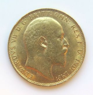1905 King Edward Vii Gold Sovereign Circulated 7.  98 Grams