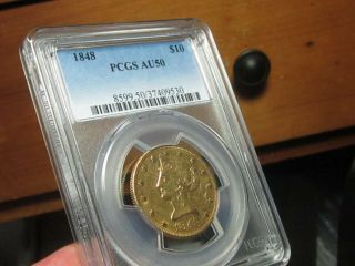 Very Old Liberty Head Eagle 1848 Au - 50 A Looking 1/2 Oz Gold Coin $10.  00