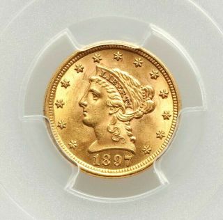1897 $2.  50 Pgcs Ms - 63.  Gold Liberty Head Quarter Eagle.  Us Coin.