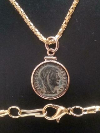 Constantine Great Posthumous Authentic Ancient Roman Coin Gold - Filled Necklace 3