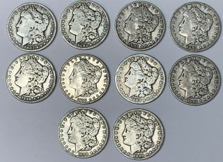 1882 1890 1891 Cc Morgan Silver Dollar.  10 Coins.  Bank Vault Estate Liquidation