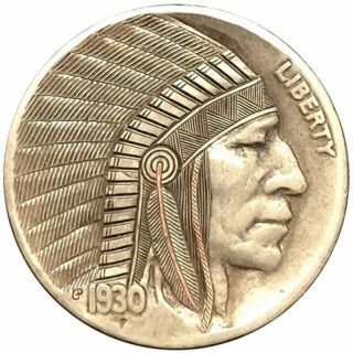 Hobo Nickels Coin 1930 Buffalo Hand Engraved By Gediminas Palsis