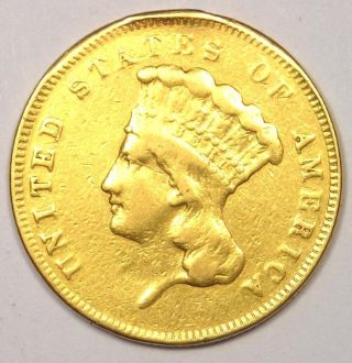 1857 Indian Three Dollar Gold Coin ($3) - Xf Details (ef) - Rare Coin