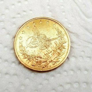 1861 - 1876 AD Abdul Aziz Turkey Sultanate 100 Kurush 22 K Gold Coin 7.  20 G R VF 8