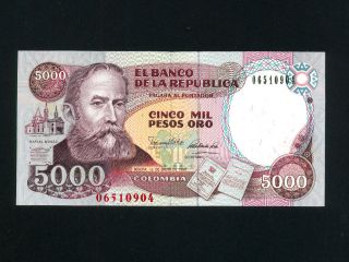 Colombia:p - 436,  5000 Pesos,  1990 Rafael Nunez Unc
