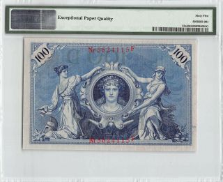 Germany,  Reichsbanknote 1908 P - 33a PMG Gem UNC 65 EPQ 100 Mark 2