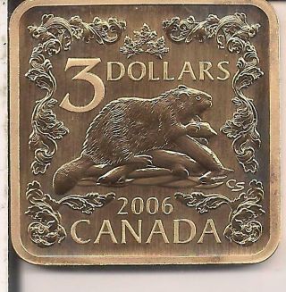 2006 Canada 3 Dollar Coin - The Beaver 92.  5 Sterling Silver - Gold Plated,  Rare.