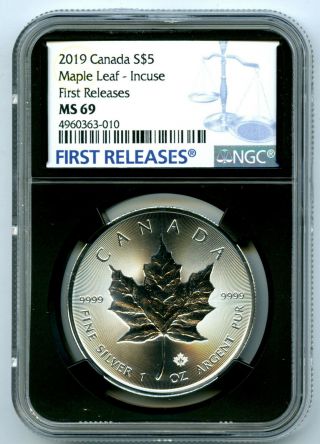 2019 $5 Canada 1 Oz Silver Incuse Design Maple Leaf Ngc Ms69 First Release Retro