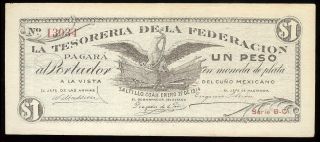 Mexico M1088¦si - - 8 (s - 645) Tesoreria De La Federacion $1 B - C. ,  27.  1.  1914 Ef,