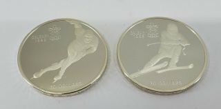 Set Of (2) 1987 Canada Rcm 20 Dollar 1988 Calgary Olympics Silver Proof Coin Nr