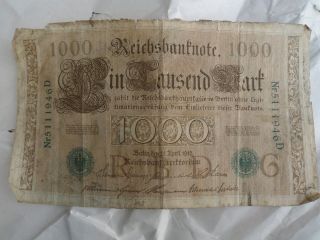 1910 German 1000 Reichsbanknote 2