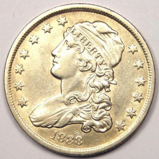 1838 Capped Bust Quarter 25c - Au Details - Rare Early Date Type Coin