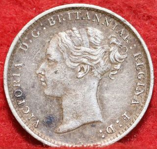 1887 Great Britain 3 Pence Silver Foreign Coin