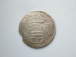 Sweden medieval silver coin,  Karl XI 1 öre 1670 Narva RARE 2