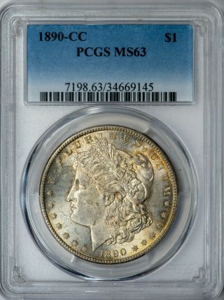 1890 - Cc Morgan Pcgs Ms63 Silver Dollar W/light Toning