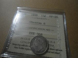 1898 Canada 10 Cent Iccs Certified Vf - 20
