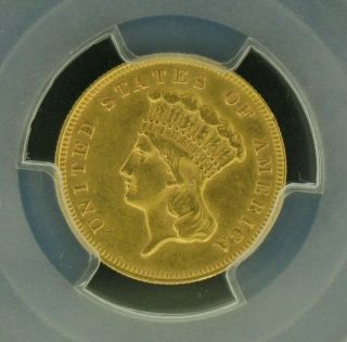 1878 $3 Three Dollar Gold Coin - Indian Princess Head Certified By Pcgs Au50