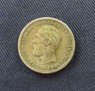 3 19th Century Norway Bronze & Silver Coins:1878 5 Ore,  1884 2 Ore,  1891 50 Ore 2