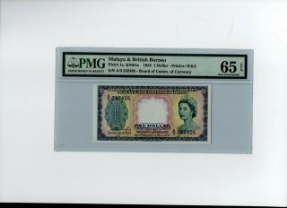 Malaya & British Borneo 1 Dollar 1953 Ms 65 Certified