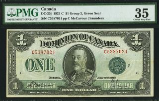 1923 $1.  00 Dc - 25j Pmg Vf 35 Dominion Of Canada Scarce George V Dollar