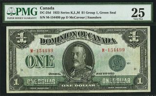 1923 $1.  00 Dc - 25d Pmg Vf 25 Dominion Of Canada Scarce George V Dollar
