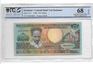 Suriname/centrale Bank Van Suriname Pick 134 1988 250 Gulden Pcgs 68 Opq