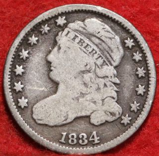 1834 Philadelphia Silver Capped Bust Dime With Large 4