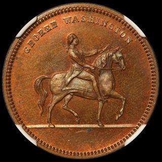 1860 Washington Birth & Death Bale & Smith Copper Medal B - 158a - Ngc Ms 63 Bn