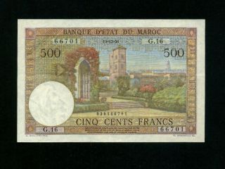 Morocco:p - 46,  500 Francs,  1956 City Gate Fresh Ef