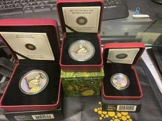 Butterflies Of Canada:tiger Swallowtail $20 & 50 - Cent Silver & Plated 3 Coins