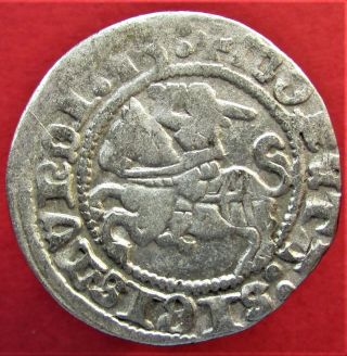Silver Medieval Coin Sigismund I (1506 - 1548) 1/2 Grosch 1513 Poland,  Lithuania