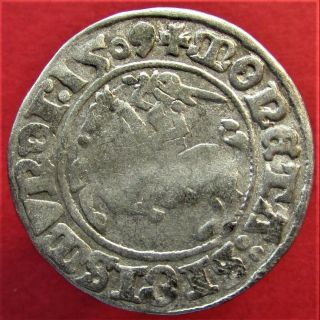 Silver Medieval Coin Sigismund I (1506 - 1548) 1/2 Grosch 1509 Poland,  Lithuania