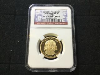 2007 - S James Madison 4th Presidential Dollar Ngc Certified Pr70 Ultra Cameo 444