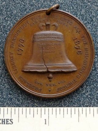 1876 Philadelphia Worlds Fair Us Centennial Expo Bronze Liberty Bell Medal Token