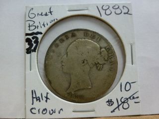1882 Great Britain 1/2 Crown Silver Foreign Coin