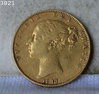 1847 Great Britain Gold Sovereign Coin S/h After 1st Item