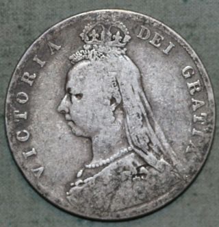 Queen Victoria Sterling Silver Half Crown 1891 Great Britain