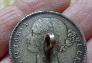 1840 Rupee Silver Coin One 1 Rupee Britain East India Co.  Button Or Pendant 12 g 2