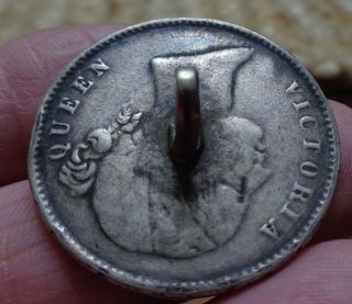 1840 Rupee Silver Coin One 1 Rupee Britain East India Co.  Button Or Pendant 12 g 5